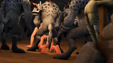 Gnolls ravage a blo*od elf in a steamy cave fuckfest