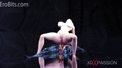 Alien Monster Futa Pounds Busty Anime Princess in 3D Cave Sex