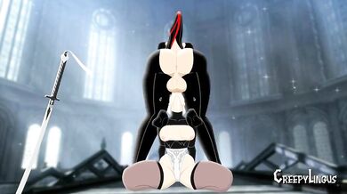Female-to-Male Transsexual Bayonetta Banging the Throat of Android 2B