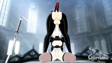 Female-to-Male Transsexual Bayonetta Banging the Throat of Android 2B