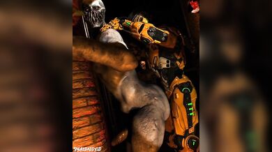 Bulging muscles, chiseled abs and a massive, hard cock meet the most perfect ass you have ever seen - it's Cyrax X Big Booty Monster Boy!