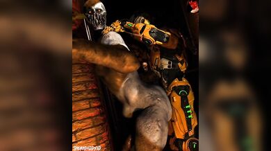 Bulging muscles, chiseled abs and a massive, hard cock meet the most perfect ass you have ever seen - it's Cyrax X Big Booty Monster Boy!