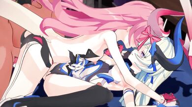 Two horny babes getting fucked by a giant cock!!