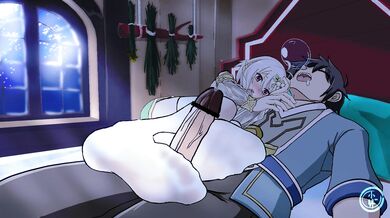 Snowy Cum Play with White Stockings