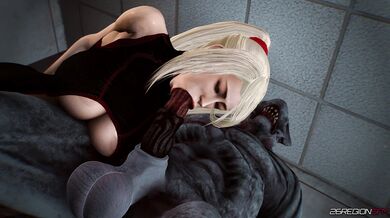 Busty Space Warrior vs Hulking Monstrosity in High-Res Battle Royale