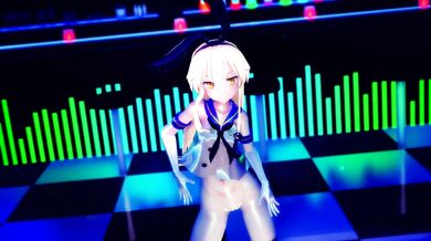 Shimakaze's Sapphic Love Explosion with Rainbows and Hamselvish in Japanese R18 MMD Porn