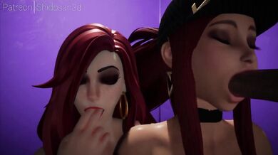 BBC Gloryhole Suckfest with Akali's Mouth [Shido3D]