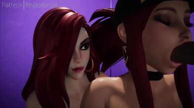 BBC Gloryhole Suckfest with Akali's Mouth [Shido3D]