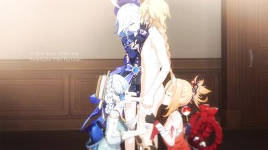 'Ayaka and the Ghostly Sisters of Yoimiya: Aether Animation (in 4K) [Pasta Paprika]'