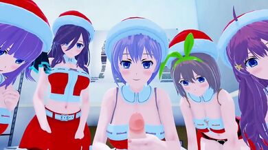Massive-breasted Christmas elves dominate Ichika Nakano in an erotic hentai fantasy!
