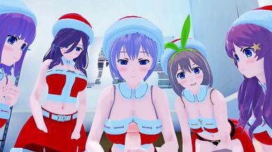 Massive-breasted Christmas elves dominate Ichika Nakano in an erotic hentai fantasy!