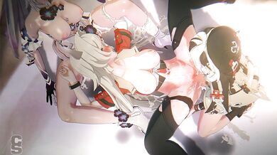 Rewritten as: "Horny hotties Kiana and Coralie go down on sexy Helia with their stiff chopsticks in Chopsticker"