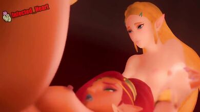 Gorgeous Zelda Gives Anal Pleasure to Dominating Princess Urbosa While Heroic Link Penetrates Her Infected Heart