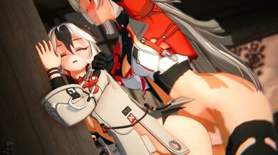 'Busty MILF Helia and her hot stepdaughter Coralie go on a hentai adventure with Chopsticker in the kitchen'