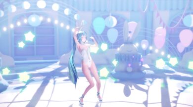 Sexual Tension Rises as Miku Plays with her Fuzzy Rabbit Toy in a Deep Hole while Wearing hisAPI Hatsune Miku Stocking Cap.