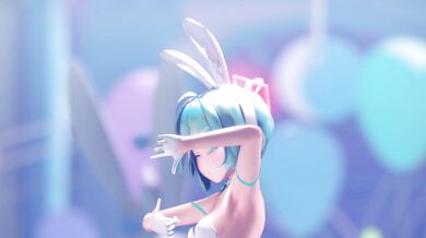 Sexual Tension Rises as Miku Plays with her Fuzzy Rabbit Toy in a Deep Hole while Wearing hisAPI Hatsune Miku Stocking Cap.