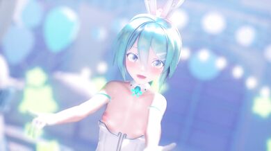 Sexual Tension Rises as Miku Plays with her Fuzzy Rabbit Toy in a Deep Hole while Wearing hisAPI Hatsune Miku Stocking Cap.