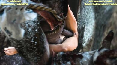 Tina's Belly Stretched to the Limit as she Takes on a Huge Cock from an Evil Monster