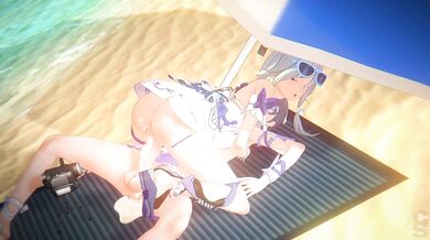 Hikari, Mei and Fuhua have a steamy beach romp with Chopstick (Chinese edition)