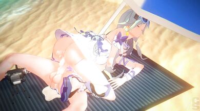 Hikari, Mei and Fuhua have a steamy beach romp with Chopstick (Chinese edition)