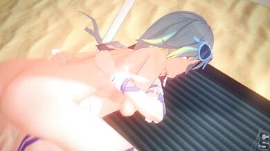 Hikari, Mei and Fuhua have a steamy beach romp with Chopstick (Chinese edition)