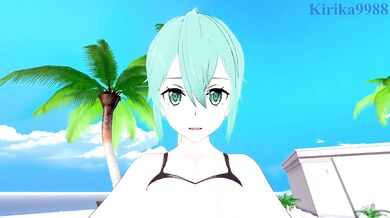 'Sword Art Online: Sinon (Shino Asada) and Kirito have wild sex on the beach.'