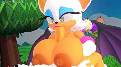Tail-fucking Rouge's Bouncy Breasts