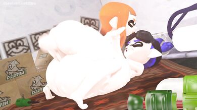 For*ced to mate, the inkling girl and her boyfriend get pressed together by a giant octopus.