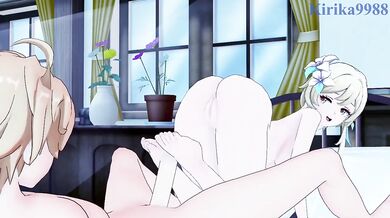 'Sexy Girls Doing Dirty Things In The Bedroom: Lumine and Aether's Wild Hentai Night'