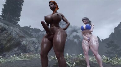 Dark-skinned Futanari Takes on a Mighty Warrior for an Epic Round of Passionate Love-making