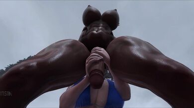Dark-skinned Futanari Takes on a Mighty Warrior for an Epic Round of Passionate Love-making