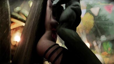 Orc Chieftain's Cruel Domination of Submissive Elf Slave