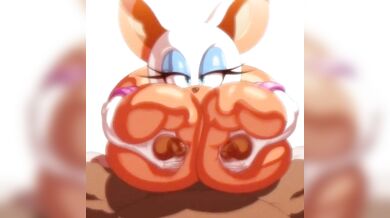 Tit-fucked while Giving a Blowjob: Rouge's Horny Adventure