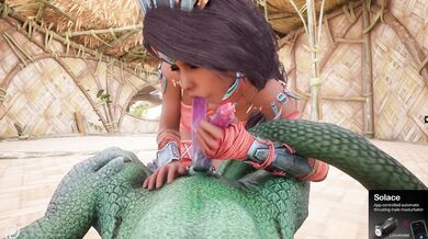 Horny Lizardman Fiends on Petite Doll, Sprays Cum Everywhere