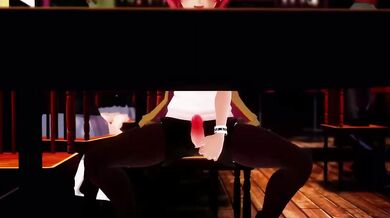 Female Bodied T-Girl Dominates Coffee Shop with her Massive Cock