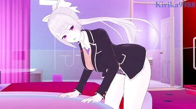 The hentai porn scene features Nijisanji, a popular VTuber, having passionate sex with Higuchi Kaede at a love hotel.