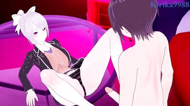 The hentai porn scene features Nijisanji, a popular VTuber, having passionate sex with Higuchi Kaede at a love hotel.