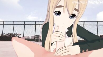 Tsumugi Kotobuki, the busty president of K-ON! and her big tits take center stage in this hentai porn video.