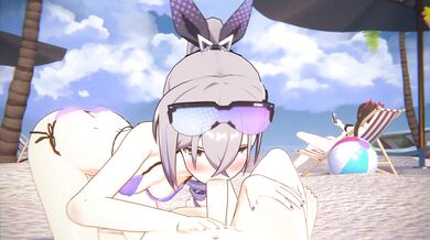 Caged Nut, A Hentai Sandwich with Silver Wolf on the Beach!