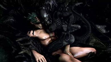 Tentacled Monster Fucks Human (Scrungusbungus) in Alien vs. Predator Gangbang