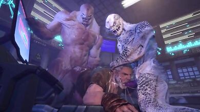 Marcus gets pleasured by the Swarm in a threesome fantasy.