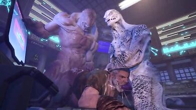 Marcus gets pleasured by the Swarm in a threesome fantasy.