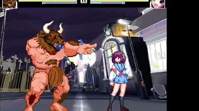 Bull with a human body fucks the shit out of the cute anime girl