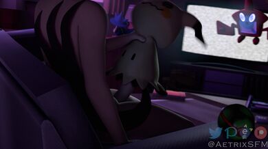 Rainbow Rocket! A Mimikyu & Cocksleeve Fusion in SFM with an Extra Twist of Erotica.
