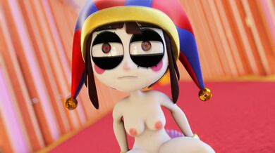 The Naked Pomni Rider: Wriggling His Fleshlight While Riding on a Wig-Fritter!