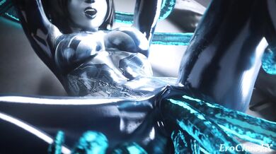 Tentacle titillation with Cortana's erotic invasion
