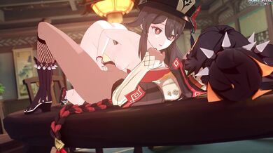 'Two hot chicks in a horizontal position having sex with each other'