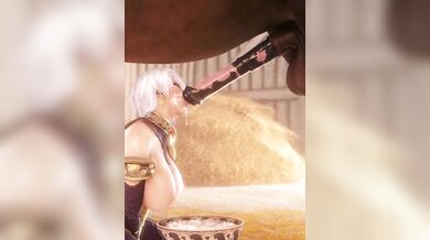 Pleasure Riding: Ivy Valentine Takes Care of Her Horse as She Masturbates for a Noname Visitor.