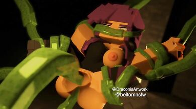 Lustful Tentacles of the Minecraft Slime Monster penetrate Lily's tight holes.