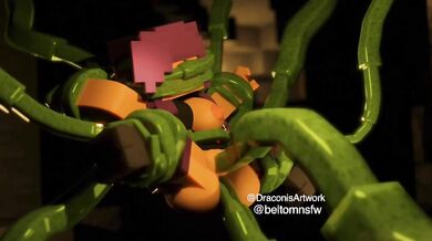 Lustful Tentacles of the Minecraft Slime Monster penetrate Lily's tight holes.
